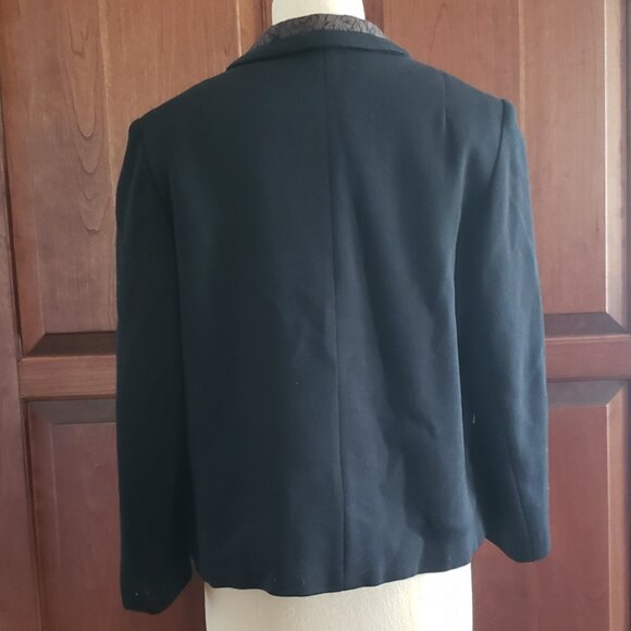 Vintage Black Belgium Wool Clasp Jacket with Brown Accents - Picture 3 of 11